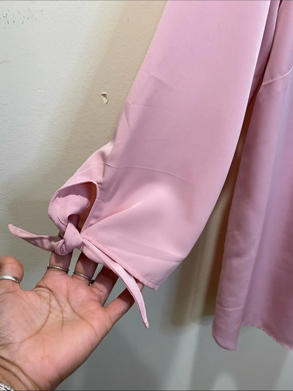 Lands' End Pink Tie-Sleeve Blouse Plus Size 18W